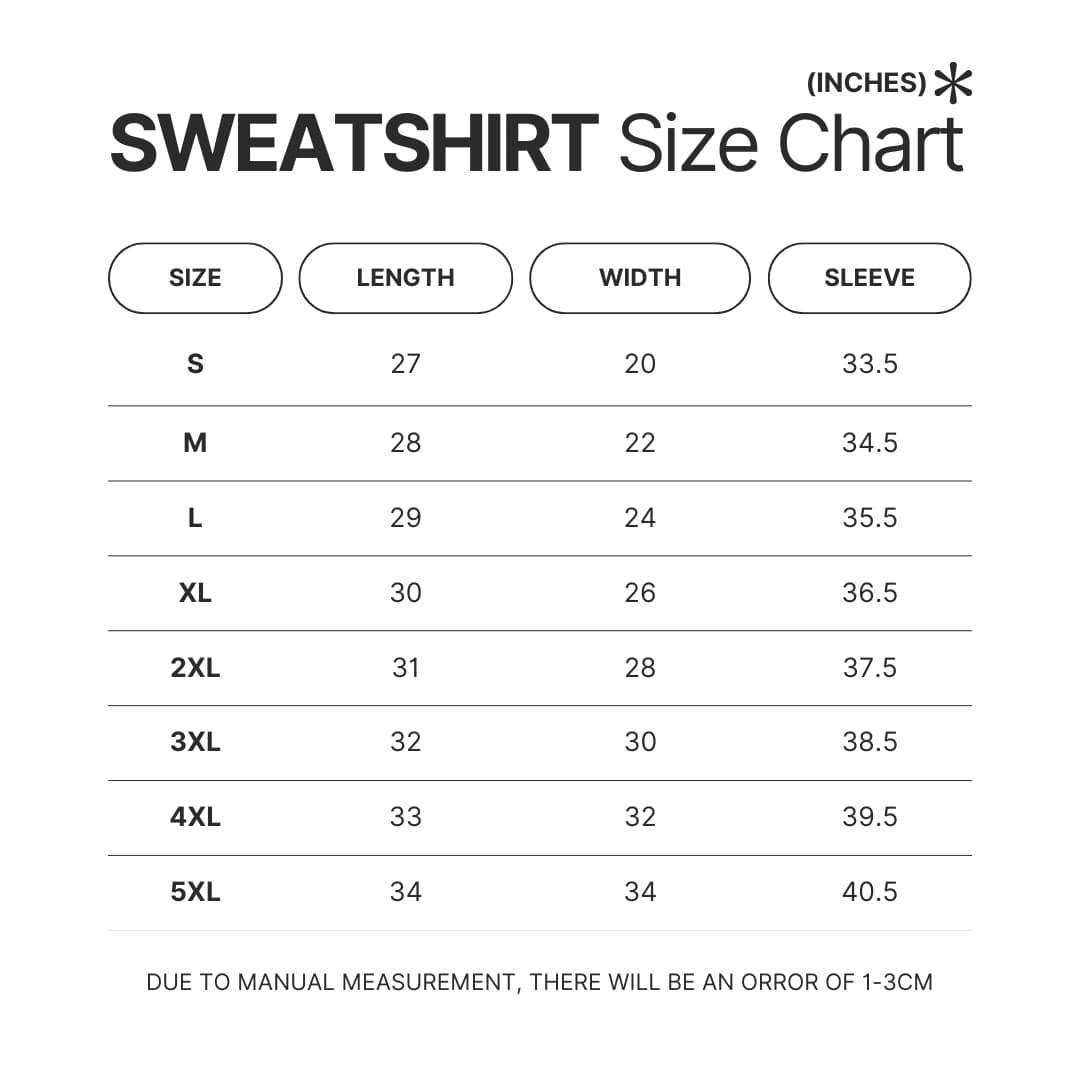 Sweatshirt Size Chart - My Happy Marriage Store